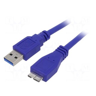 Cable | USB 3.0 | USB A plug,USB B micro plug | 1.8m | blue