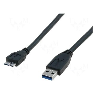 Cable | USB 3.0 | USB A plug,USB B micro plug | nickel plated | 0.5m