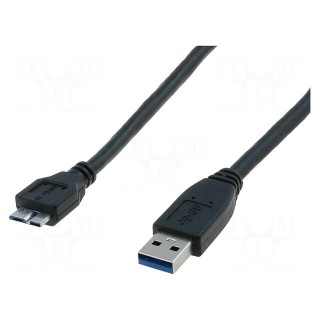Cable | USB 3.0 | USB A plug,USB B micro plug | nickel plated | 1.8m