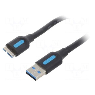 Cable | USB 3.0 | USB A plug,USB B micro plug | nickel plated | 0.5m