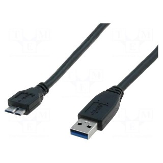 Cable | USB 3.0 | USB A plug,USB B micro plug | nickel plated | 1m