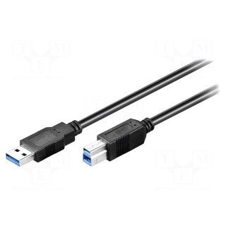 Cable | USB 3.0 | USB A plug,USB B plug | 0.25m | black