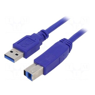 Cable | USB 3.0 | USB A plug,USB B plug | gold-plated | 0.5m | blue
