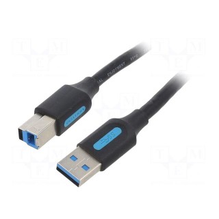Cable | USB 3.0 | USB A plug,USB B plug | nickel plated | 0.5m | black