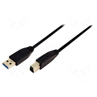 Cable | USB 3.0 | USB A plug,USB B plug | nickel plated | 3m | black