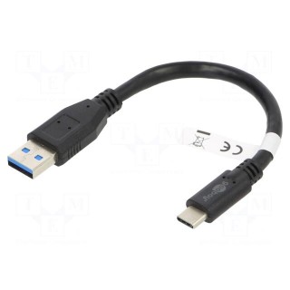Cable | USB 3.0 | USB A plug,USB C plug | 0.15m | black