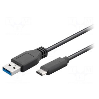 Cable | USB 3.0 | USB A plug,USB C plug | 1m | black