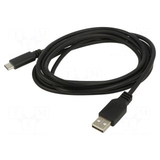 Cable | USB 2.0 | USB A plug,USB C plug | 2m | black | Core: Cu | PVC