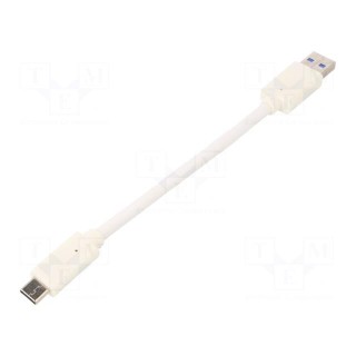 Cable | USB 3.0 | USB A plug,USB C plug | gold-plated | 0.1m | white
