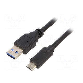 Cable | USB 3.0 | USB A plug,USB C plug | gold-plated | 0.1m | black