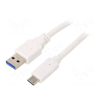 Cable | USB 3.0 | USB A plug,USB C plug | gold-plated | 1.8m | white