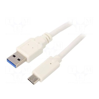 Cable | USB 3.0 | USB A plug,USB C plug | gold-plated | 1m | white | PVC