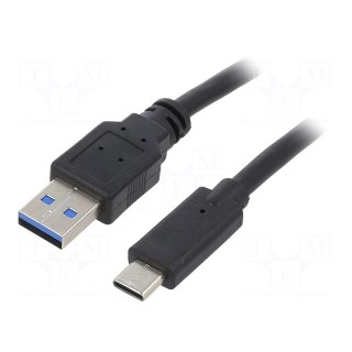 Cable | USB 3.0 | USB A plug,USB C plug | gold-plated | 3m | black | PVC