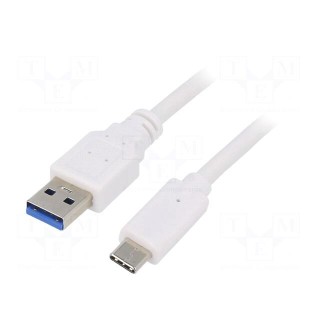 Cable | USB 3.0 | USB A plug,USB C plug | gold-plated | 3m | white | PVC