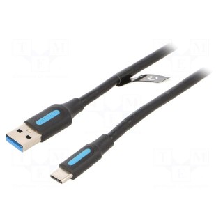 Cable | USB 3.0 | USB A plug,USB C plug | nickel plated | 0.5m | black