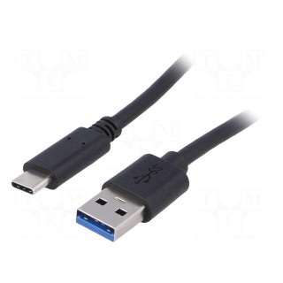 Cable | USB 3.0 | USB A plug,USB C plug | nickel plated | 0.5m | black