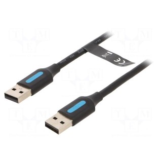 Cable | USB 3.0 | USB A plug,USB C plug | nickel plated | 1.5m | black