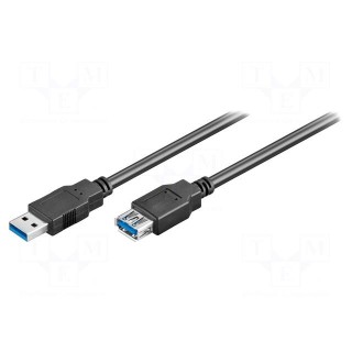 Cable | USB 3.0 | USB A socket,USB A plug | 1.8m | black | Core: Cu
