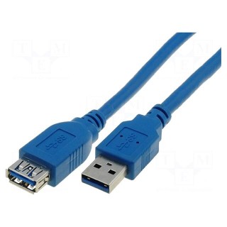 Cable | USB 3.0 | USB A socket,USB A plug | nickel plated | 1.8m