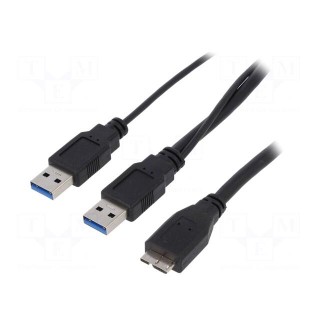 Cable | USB 3.0 | USB A socket,USB A plug x2 | nickel plated | 0.6m