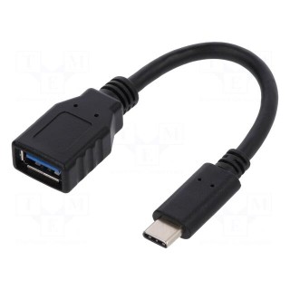 Cable | USB 3.0 | USB A socket,USB C plug | 150mm | black