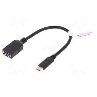 Cable | USB 3.0 | USB A socket,USB C plug | nickel plated | 150mm
