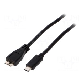Cable | USB 3.0 | USB B micro plug,USB C plug | gold-plated | 1m