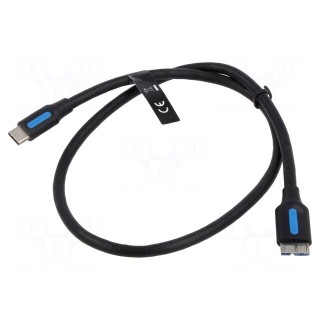 Cable | USB 3.0 | USB B micro plug,USB C plug | nickel plated | 0.5m