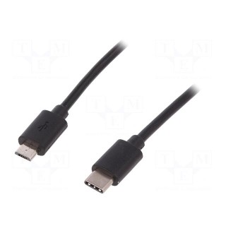 Cable | USB 3.0 | USB B micro plug,USB C plug | nickel plated | 1.8m