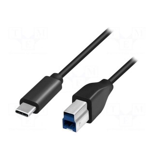 Cable | USB 3.0 | USB B plug,USB C plug | 1m | black