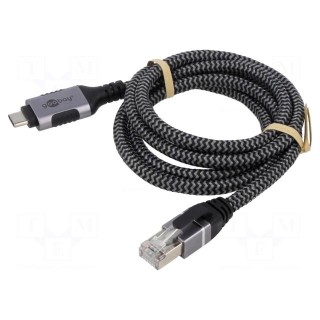 Cable | USB 3.1 | RJ45 plug,USB C plug | nickel plated | 1.5m | 1Gbps