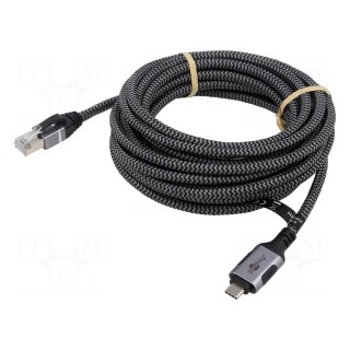 Cable | USB 3.1 | RJ45 plug,USB C plug | nickel plated | 10m | Core: Cu