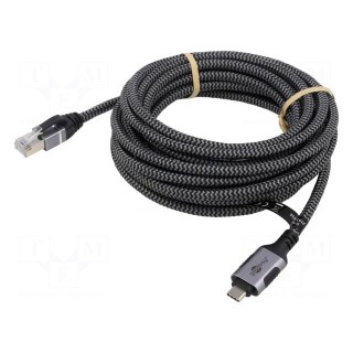 Cable | USB 3.1 | RJ45 plug,USB C plug | nickel plated | 5m | Core: Cu