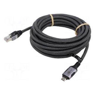 Cable | USB 3.1 | RJ45 plug,USB C plug | nickel plated | 7.5m | 1Gbps