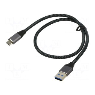 Cable | USB 3.1 | USB A plug,USB C plug | 2m | black-gray | 10Gbps | 15W