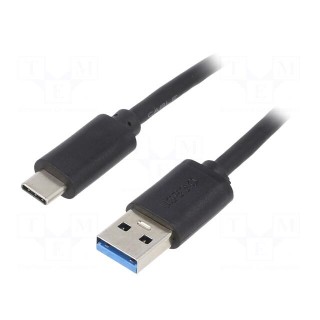 Cable | USB 3.1 | USB A plug,USB C plug | nickel plated | 1.8m | black
