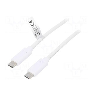 Cable | USB 3.1 | both sides,USB C plug | 0.5m | white | 10Gbps