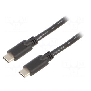 Cable | USB 3.1 | USB C plug,both sides | 2m | black | 5Gbps | 60W