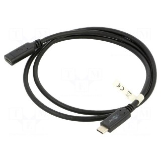 Cable | USB 3.1 | USB C socket,USB C plug | 1m | black | 5Gbps | PVC | 60W
