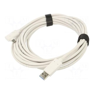 Cable | USB 3.2 | USB A plug,USB C angled plug | 5m | white | Core: Cu