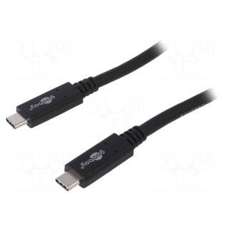 Cable | USB 3.2 | both sides,USB C plug | 0.5m | black | 20Gbps | 100W