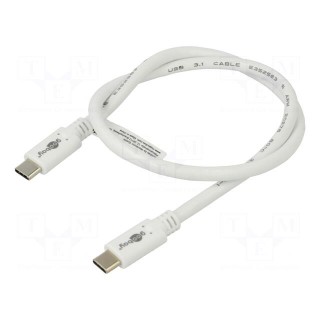 Cable | USB 3.2 | USB C plug,both sides | 0.5m | white | 5Gbps | 60W