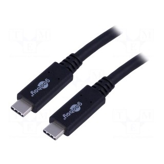 Cable | USB 3.2 | both sides,USB C plug | 1m | black | 20Gbps | 100W