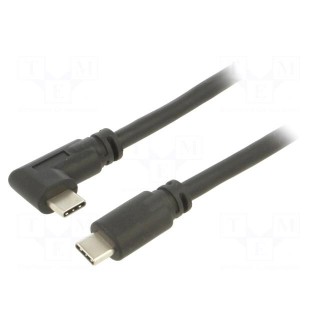Cable | USB 3.2 | USB C plug,USB C angled plug | 5m | black | 5Gbps