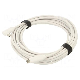 Cable | USB 3.2 | USB C plug,USB C angled plug | 5m | white | Core: Cu