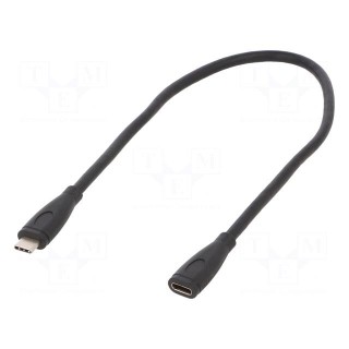 Cable | USB 3.2 | USB C socket,USB C plug | nickel plated | 0.3m