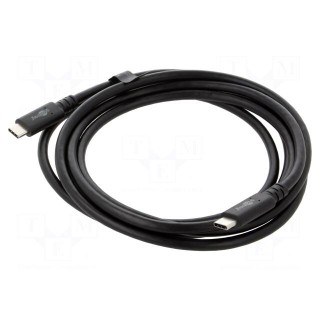Cable | USB 4.0 | USB C plug,both sides | nickel plated | 2m | black