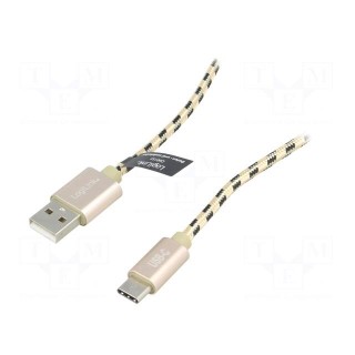 Cable | USB A plug,USB C plug | 1m | black-brown