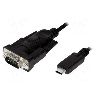 Converter | USB 2.0 | D-Sub 9pin plug,USB C plug | 1.2m | black