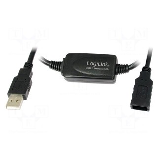 Repeater USB | USB 2.0 | USB A socket,USB A plug | 15m | black